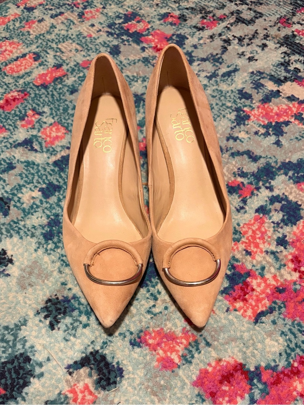 Franco Sarto Camel Tan Suede Wedge 3” Heels Size 8 New Without Tags